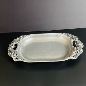 VTG Carson Pewter Tray "Vineyard Elegance" Fruits 6.5 X 12"